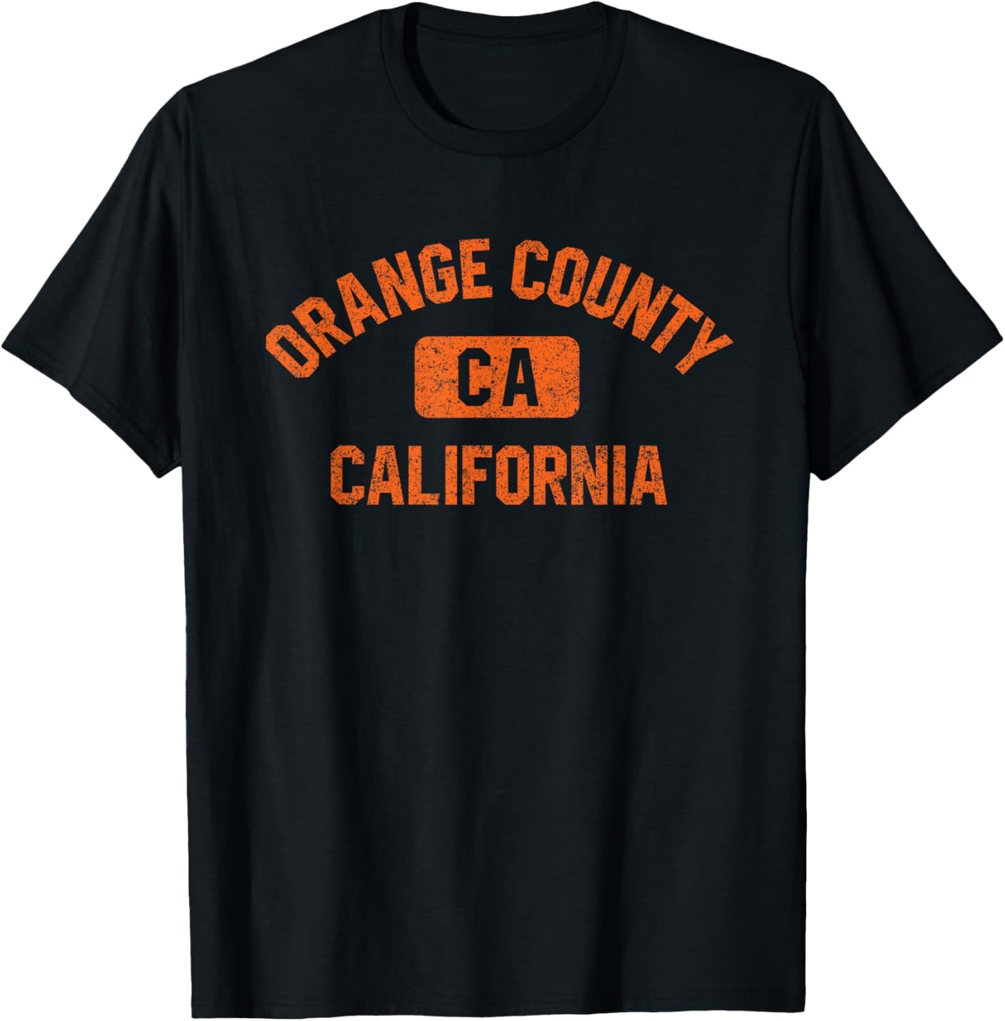 Orange County California Gym Style Distressed Orange Print T-Shirt - T-Shirt | Black