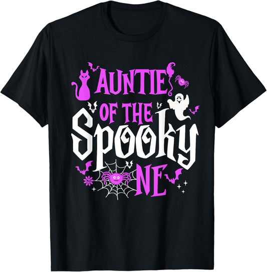 Auntie Of The Spooky One Auntie Halloween 1st Birthday Boys T-Shirt - T-Shirt | Black