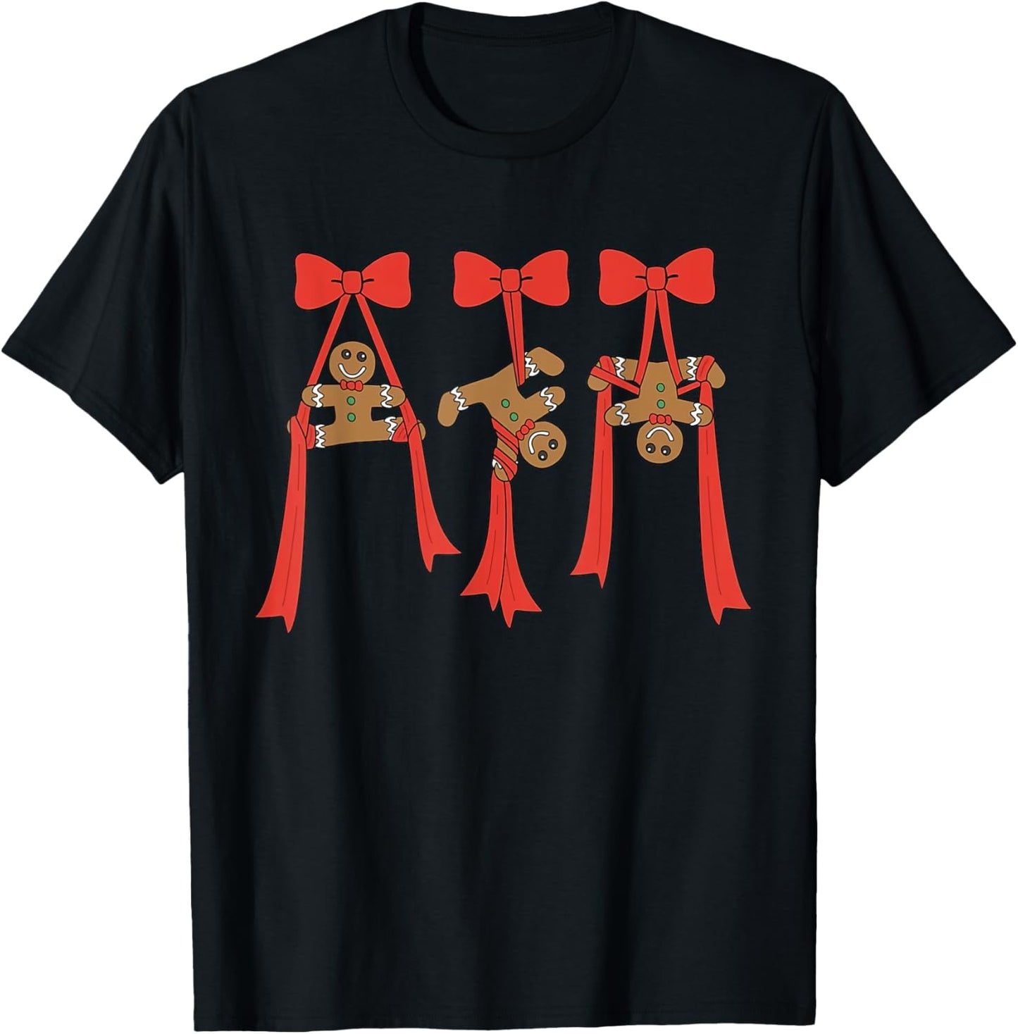 Gingerbread Man Christmas Candy Cane Aerial Silks Athletic T-Shirt - T-Shirt | Black