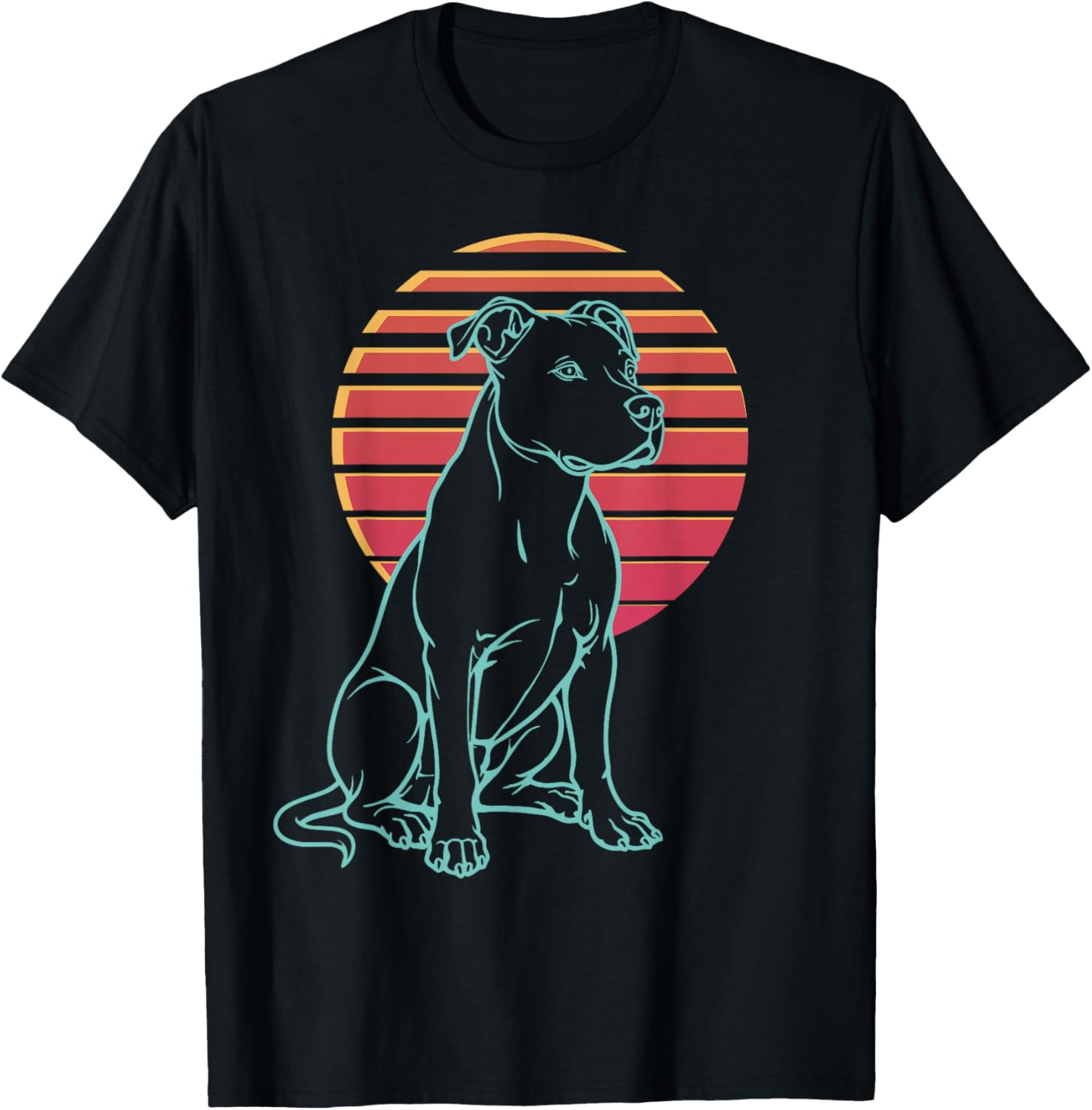 Pitbull Lover Dog Owner Retro Synthwave 80s T-Shirt - T-Shirt | Black