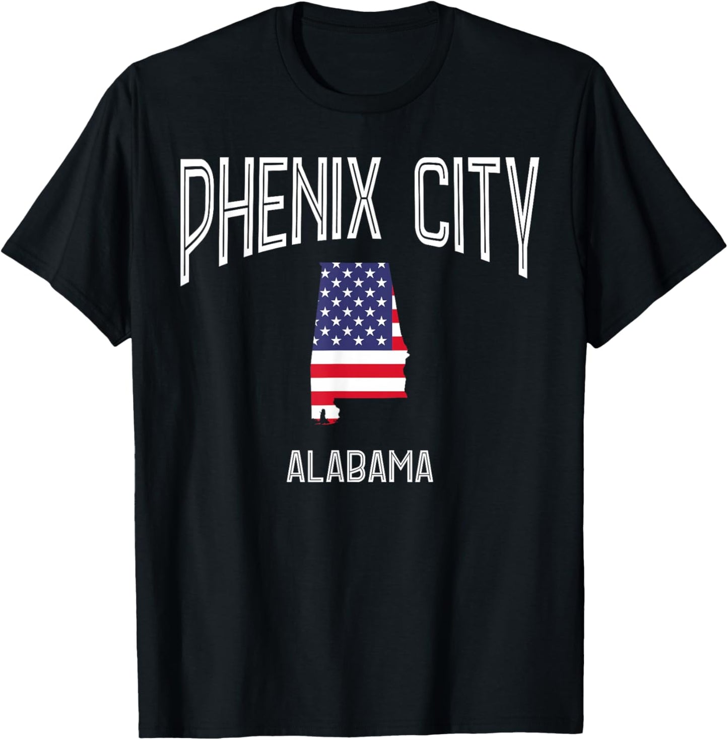 Phenix City Alabama AL Throwback Vintage USA Flag T-Shirt - T-Shirt | Black