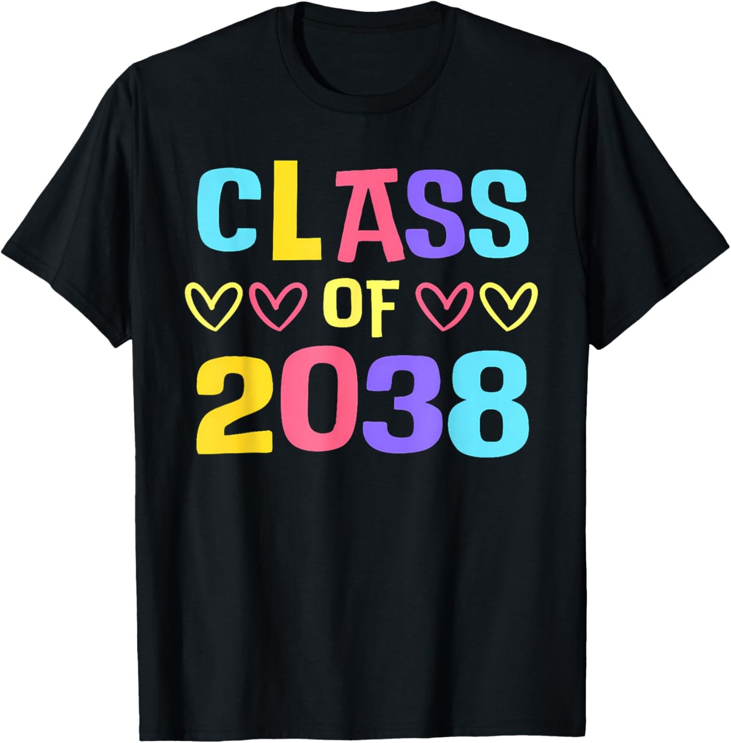 Class of 2038 Cute Senior School Graduation Grow with Me T-Shirt - T-Shirt | Black