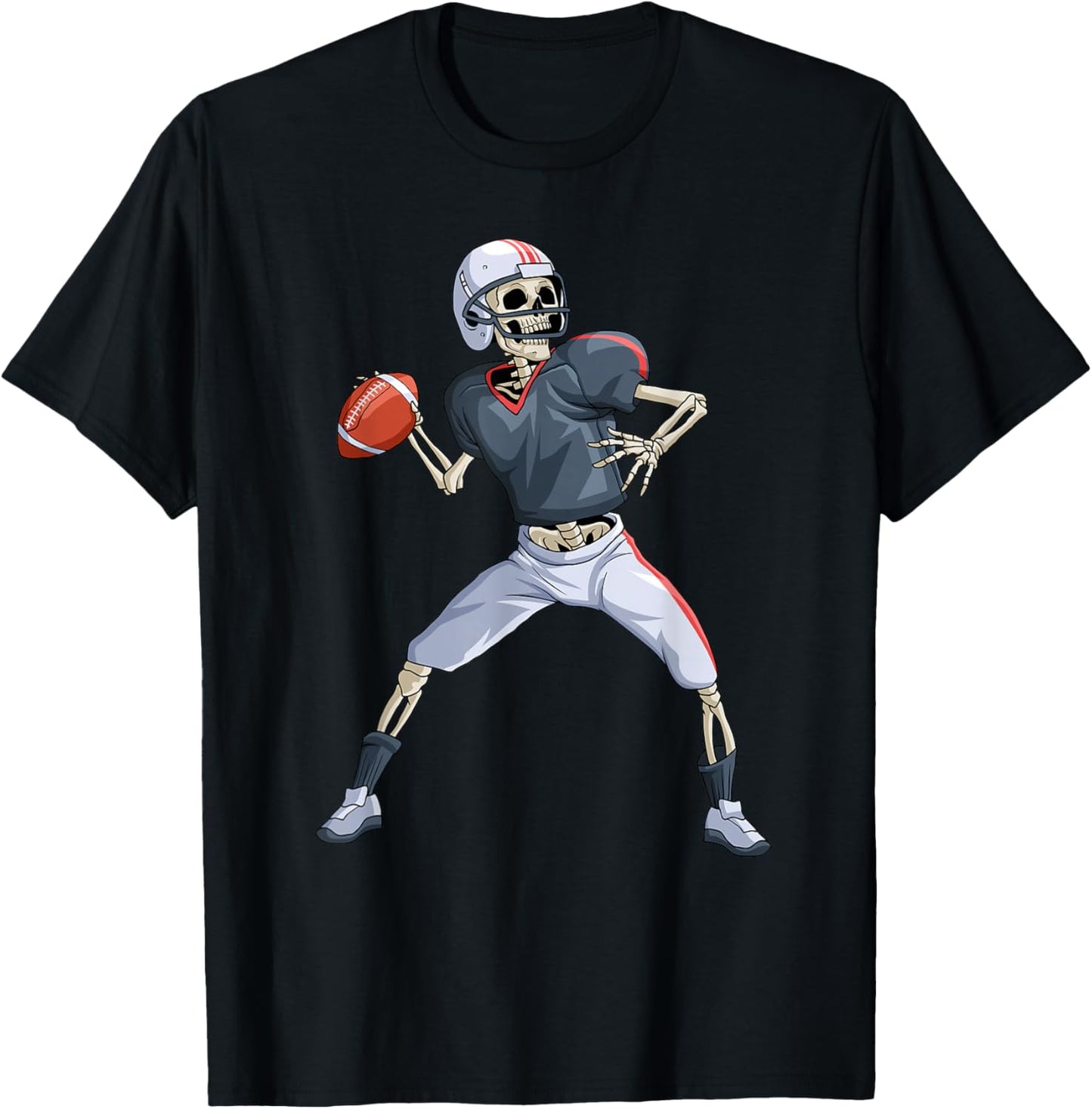 American Football Skeleton Quarterback Halloween Football T-Shirt - T-Shirt | Black