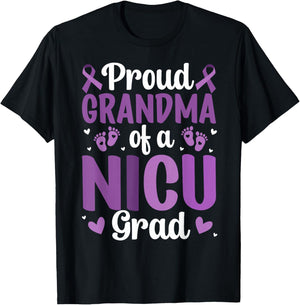 Proud NICU Grandma Micro Preemie Baby Grandmother T-Shirt - T-Shirt | Black