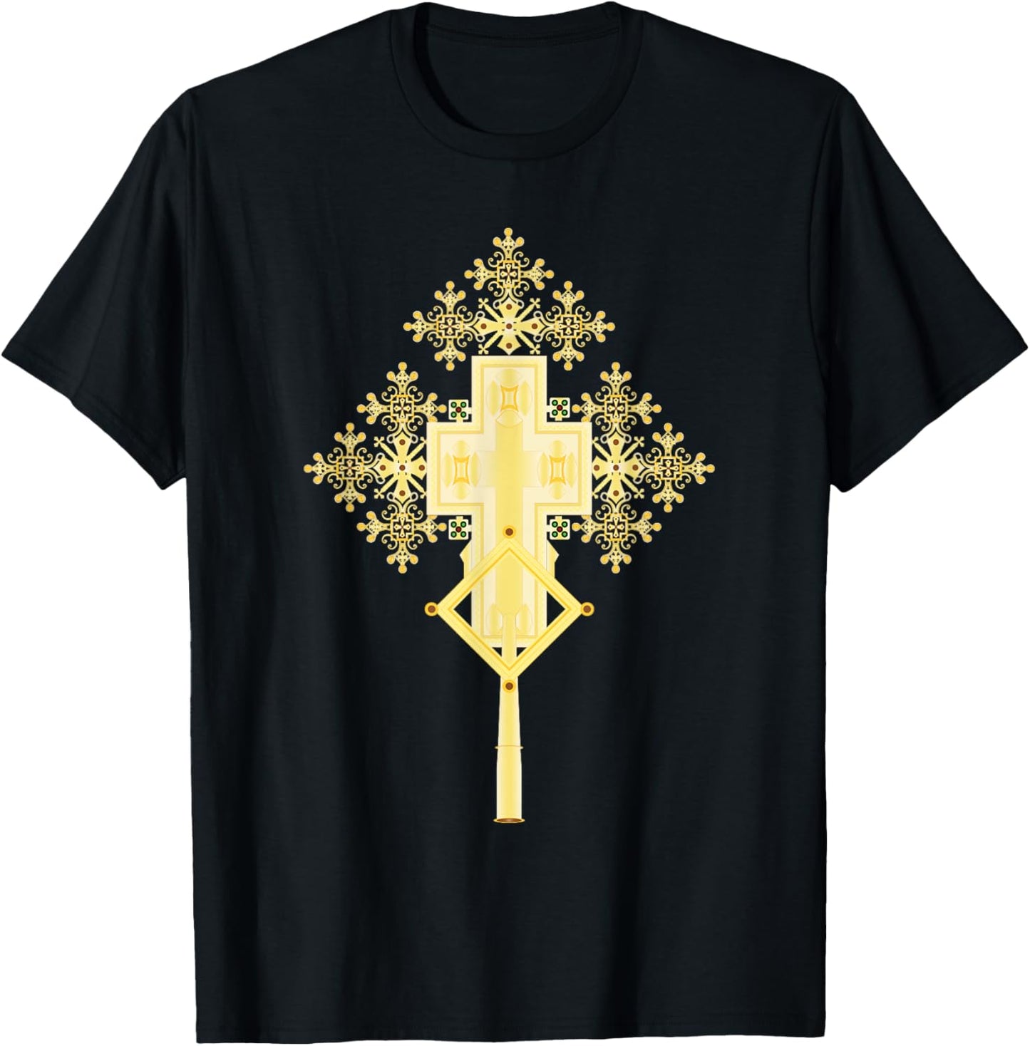 Ethiopian Christian Art Christ in Glory Ethiopian Cross T-Shirt - T-Shirt | Black