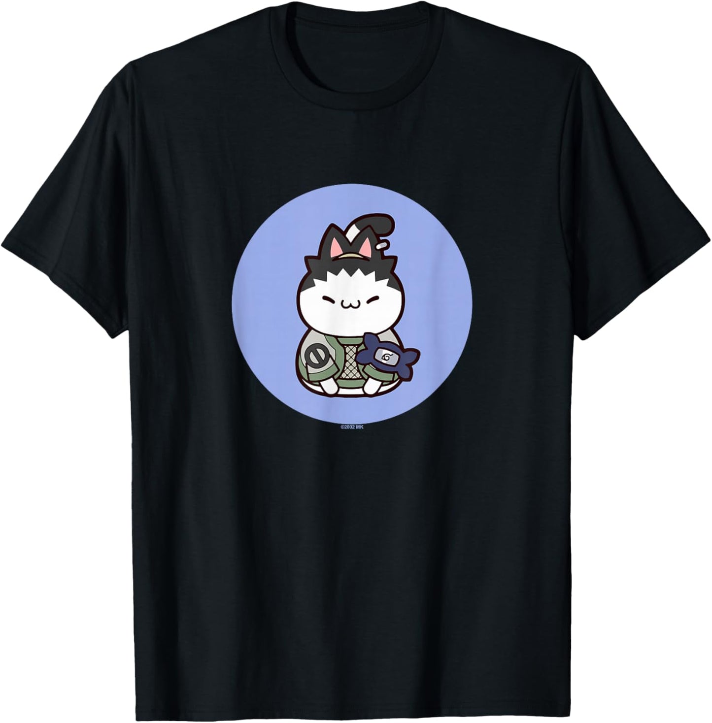 Nyaruto Cute Shikamaru Nara Cat Circle Big Chest Portrait T-Shirt - T-Shirt | Black