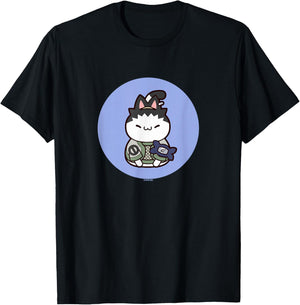 Nyaruto Cute Shikamaru Nara Cat Circle Big Chest Portrait T-Shirt - T-Shirt | Black