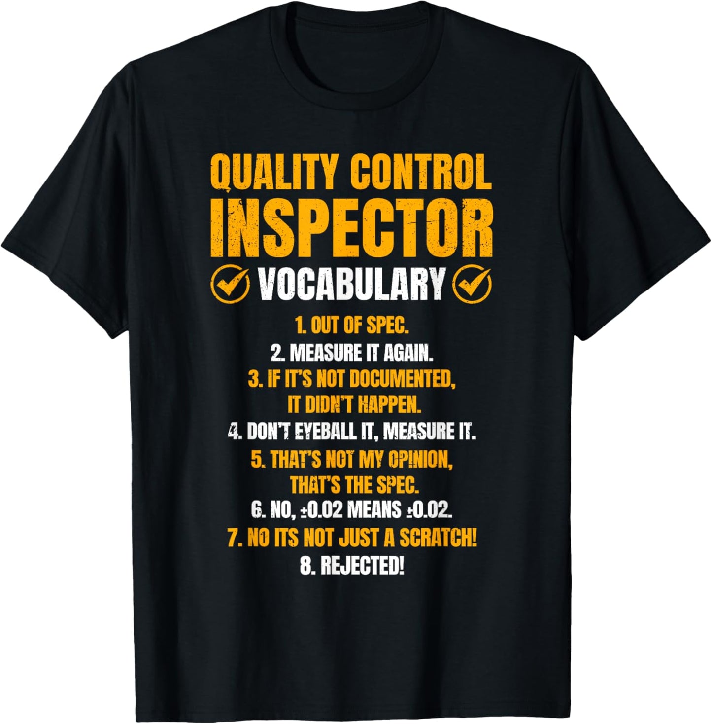 Quality Control Inspector Vocabulary Funny QC Specialist T-Shirt - T-Shirt | Black