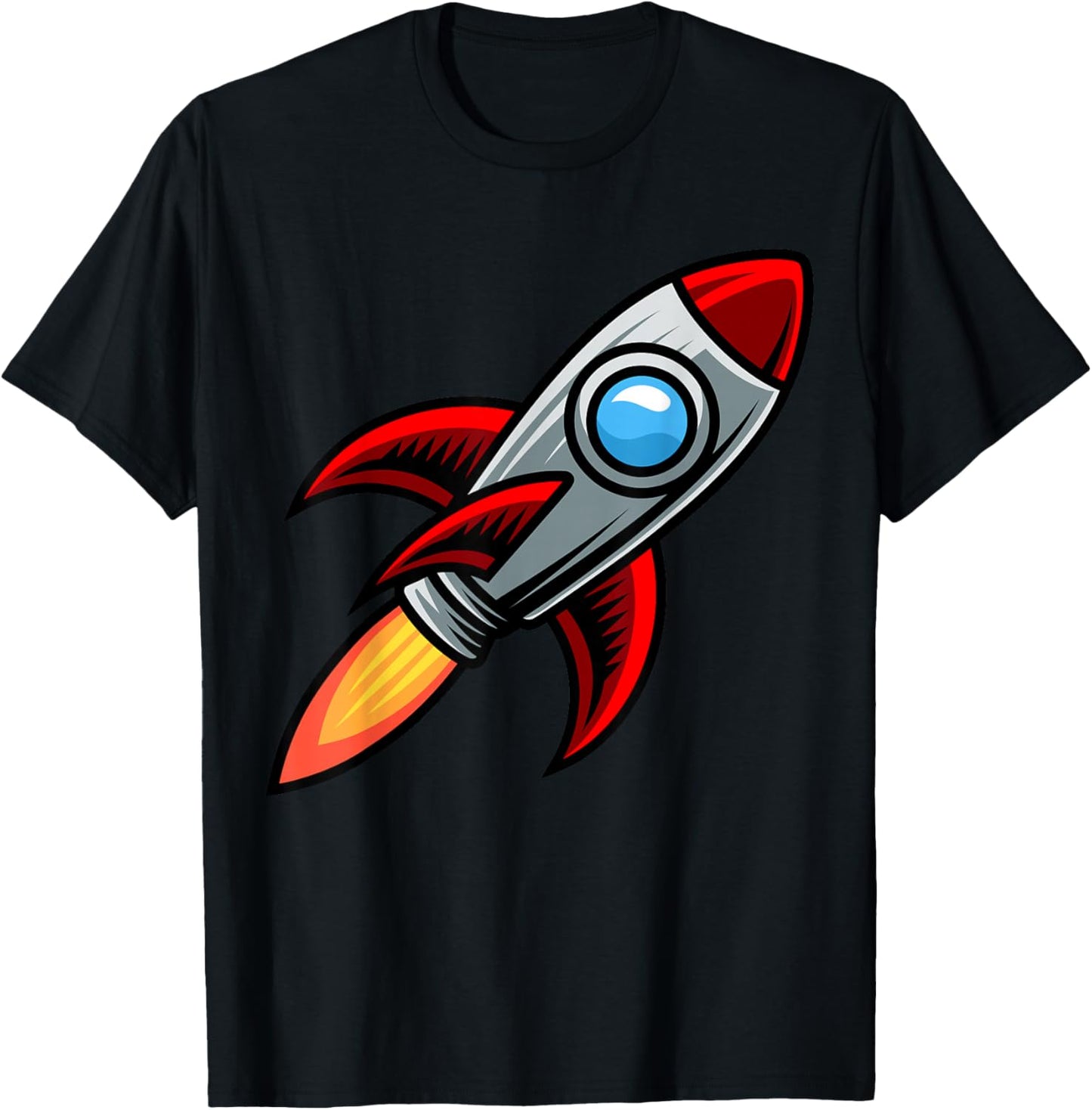 Cartoon Rocket Space Ship T-Shirt - T-Shirt | Black