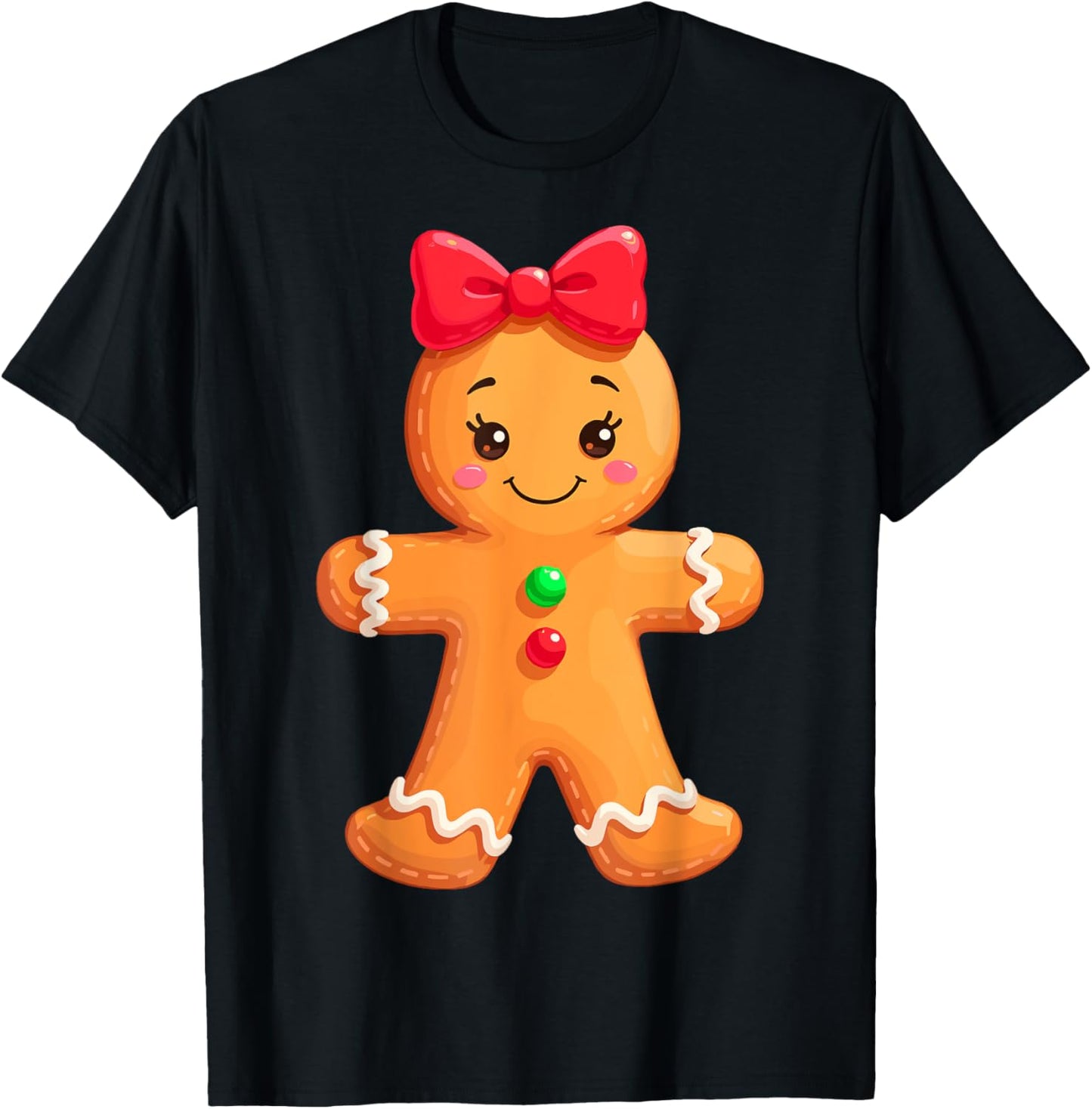 Funny Gingerbread Girl & Boy Christmas Couple Matching Girls T-Shirt - T-Shirt | Black