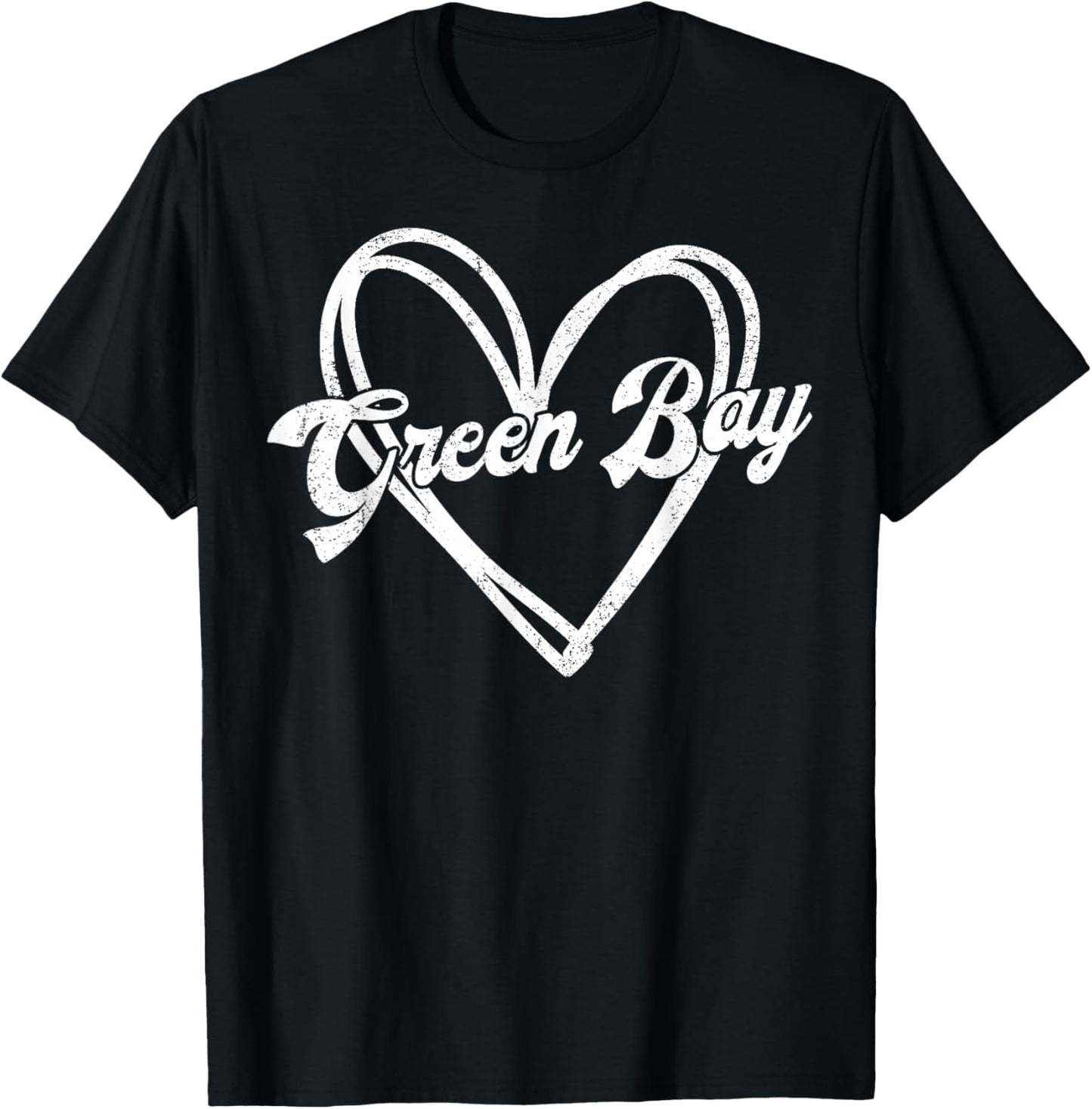 Green Bay Heart Women Girl Kid T-Shirt - T-Shirt | Black