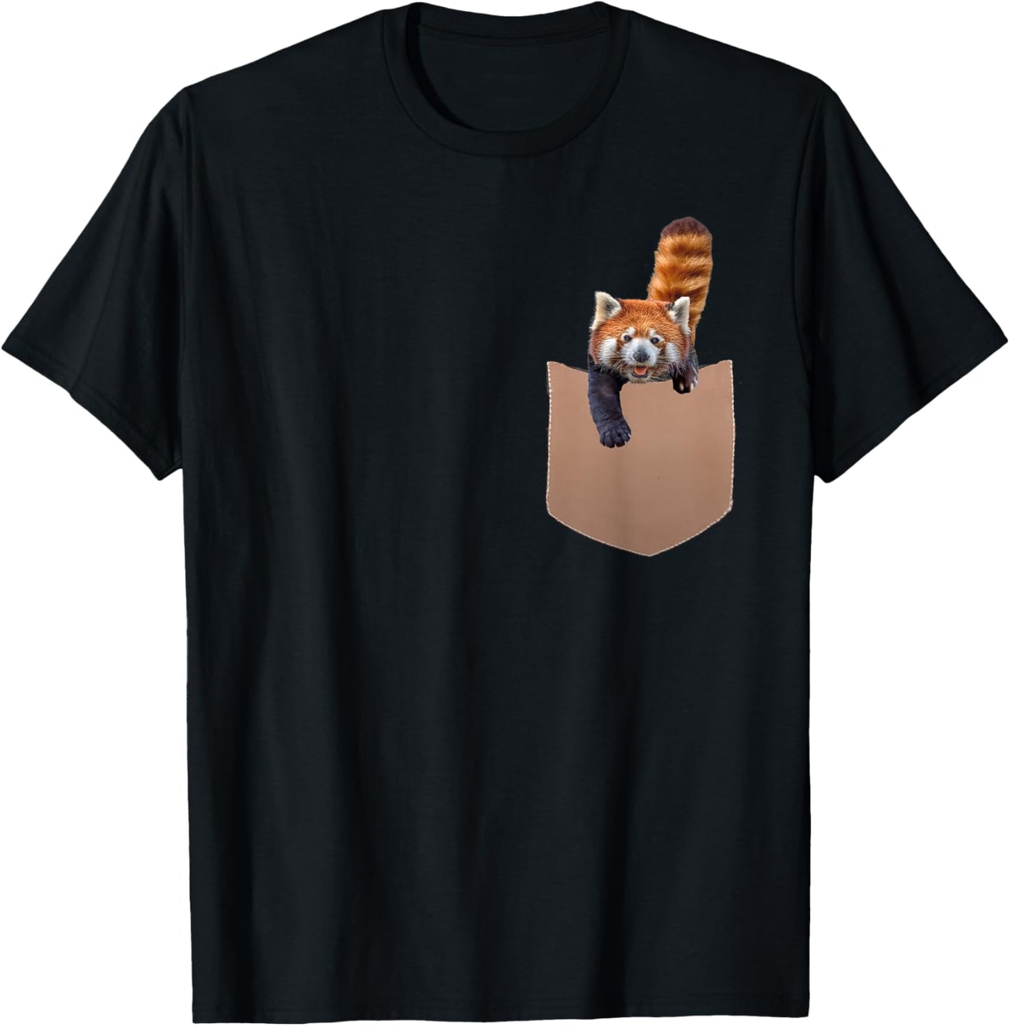 Red Panda Shirt - Cute Red Panda in Pocket - Men Women Kids T-Shirt - T-Shirt | Black