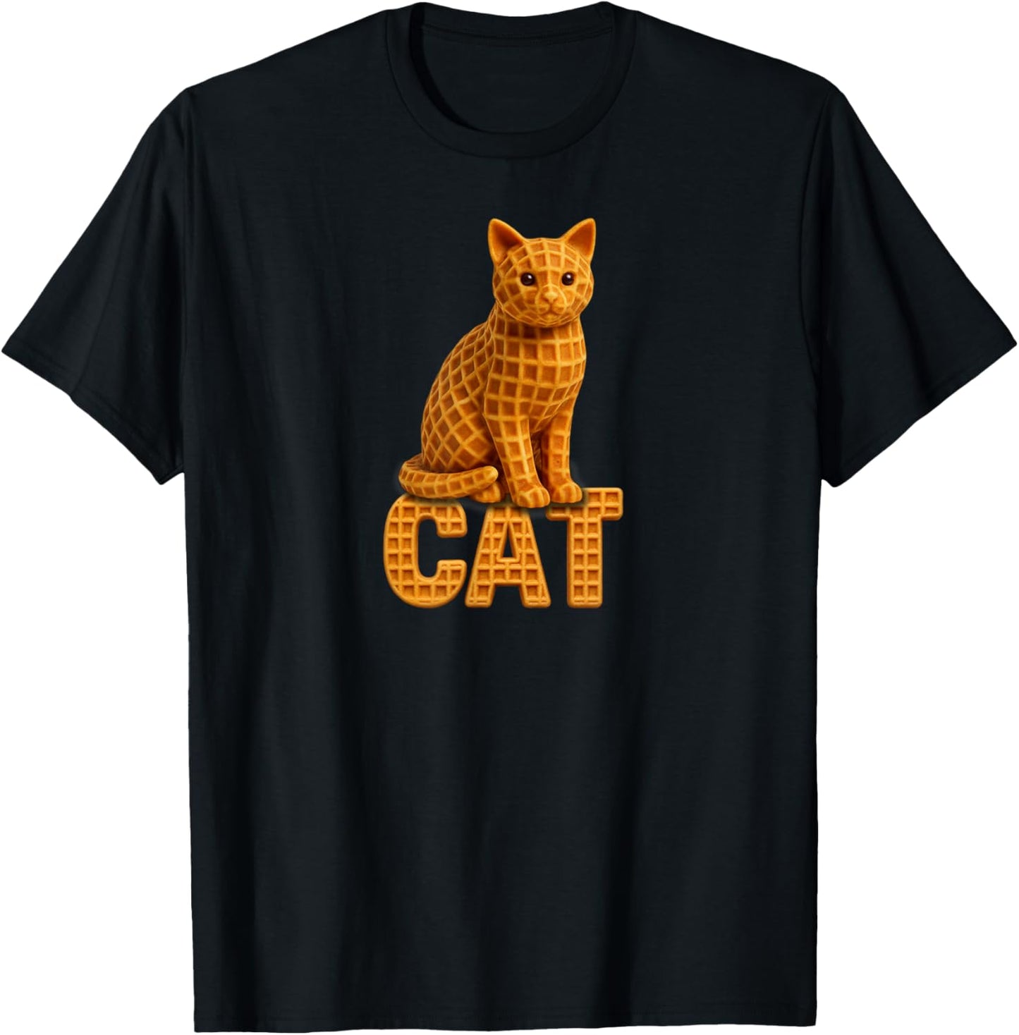 Waffle Cat Funny Kids Men Women T-Shirt - T-Shirt | Black