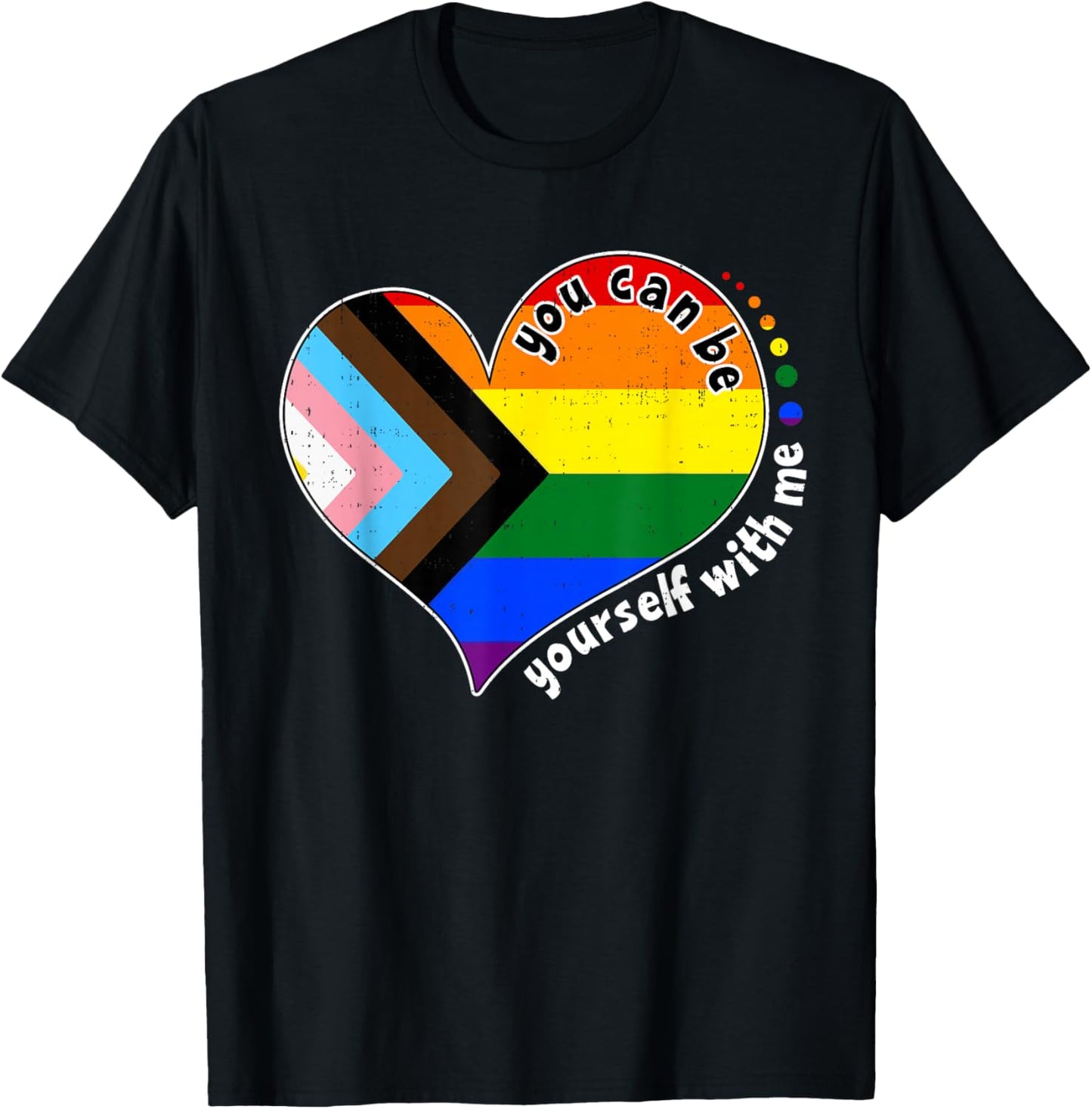 Be Yourself Proud LGBTQ Ally Pride Equality Rainbow Heart T-Shirt - T-Shirt | Black