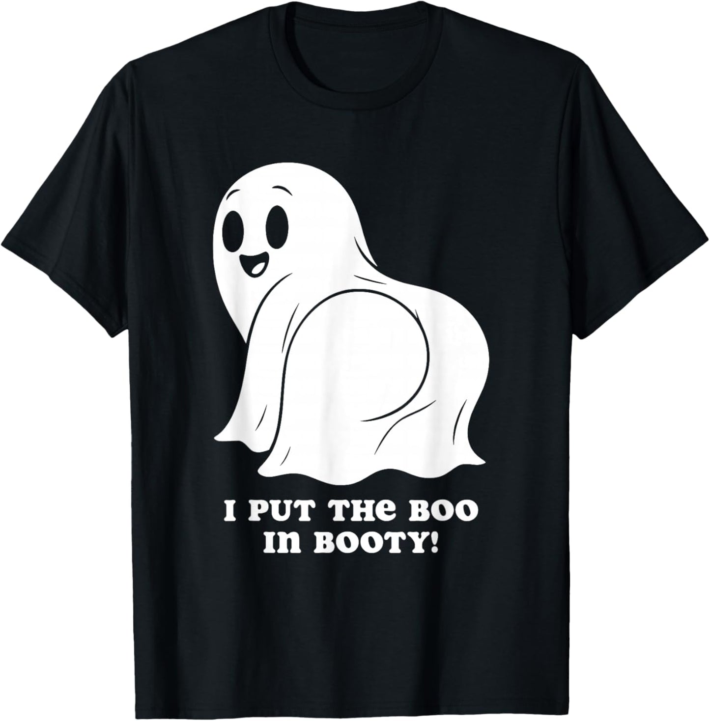 I Put The Boo in Booty Funny Peachy Ghost Halloween Meme T-Shirt - T-Shirt | Black