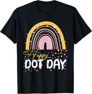 Happy Dot Day Rainbow Colorful Polka Dot Girl Kids T-Shirt - T-Shirt | Black