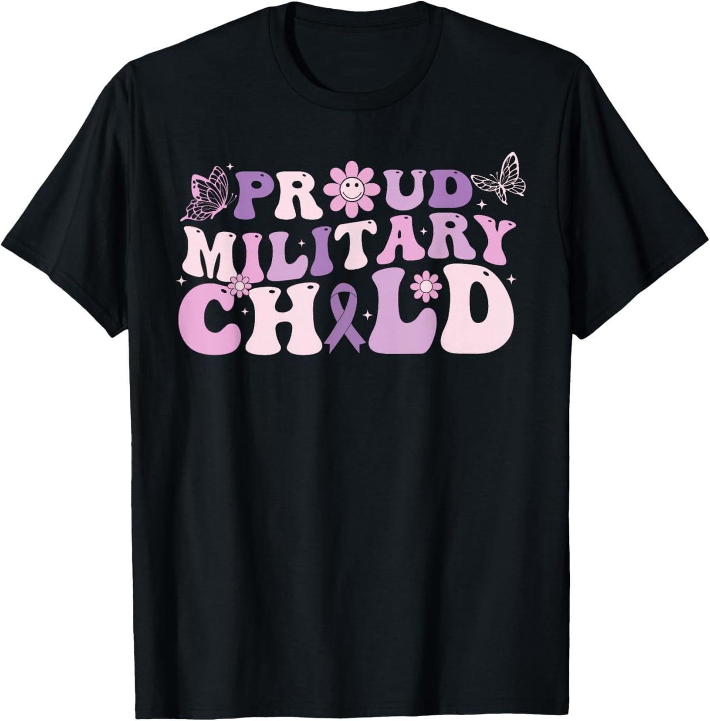 Proud Military Child Purple Up For Military Kids Toddlers T-Shirt - T-Shirt | Black