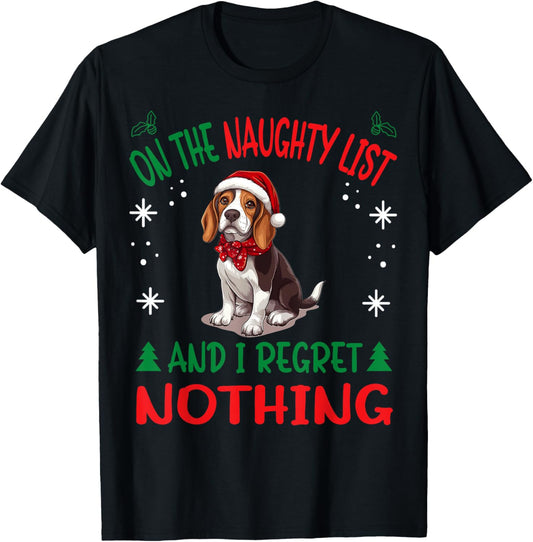 Cute Beagle dog Dog Christmas On The Naughty List and I T-Shirt - T-Shirt | Black