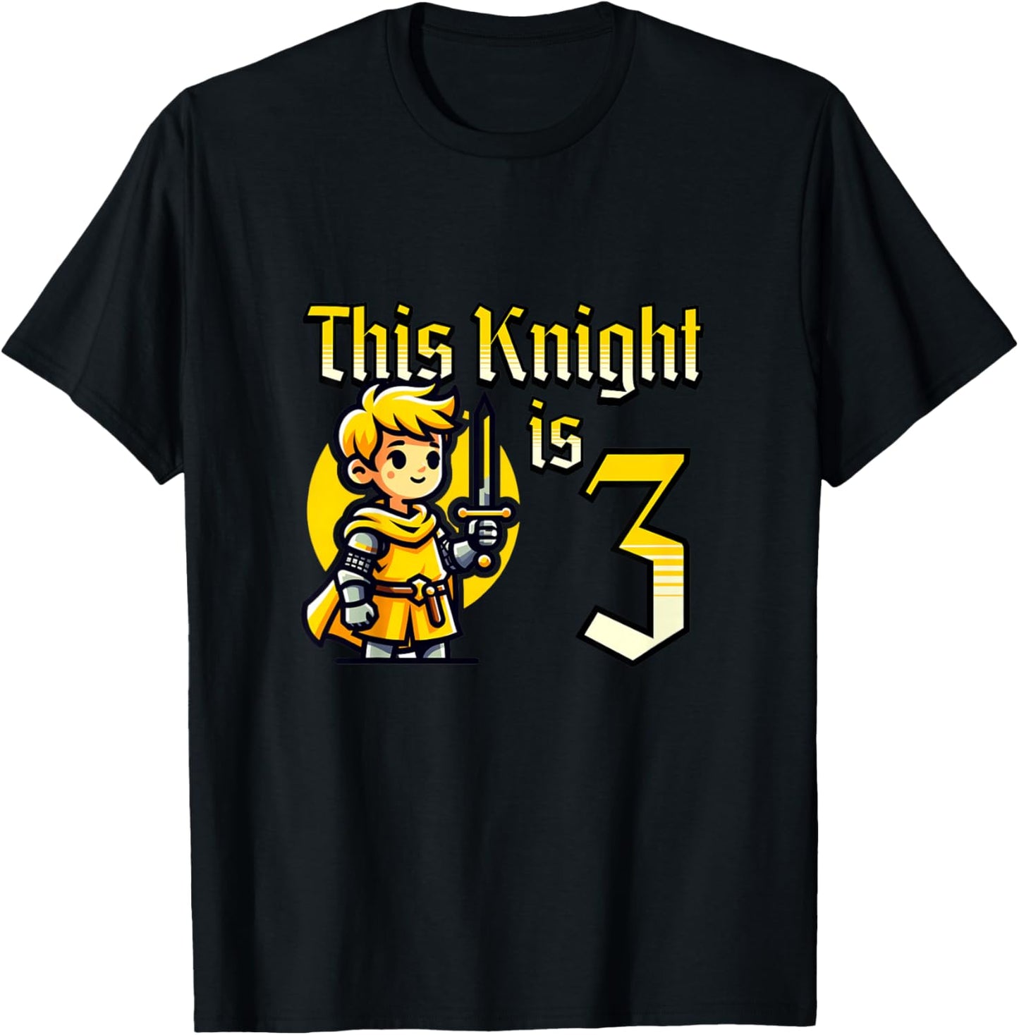 Kids Medieval Knight Sword 3 Year Old 3rd Birthday Boy T-Shirt - T-Shirt | Black