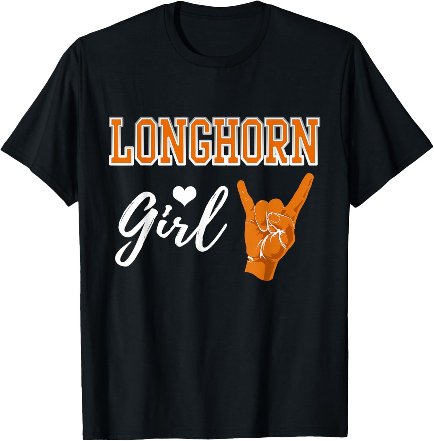 Longhorn Girl Heart Souvenir Gift T-Shirt - T-Shirt | Black