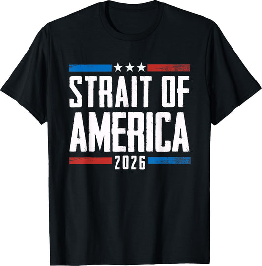 Strait of America US Flag Funny T-Shirt - T-Shirt | Black