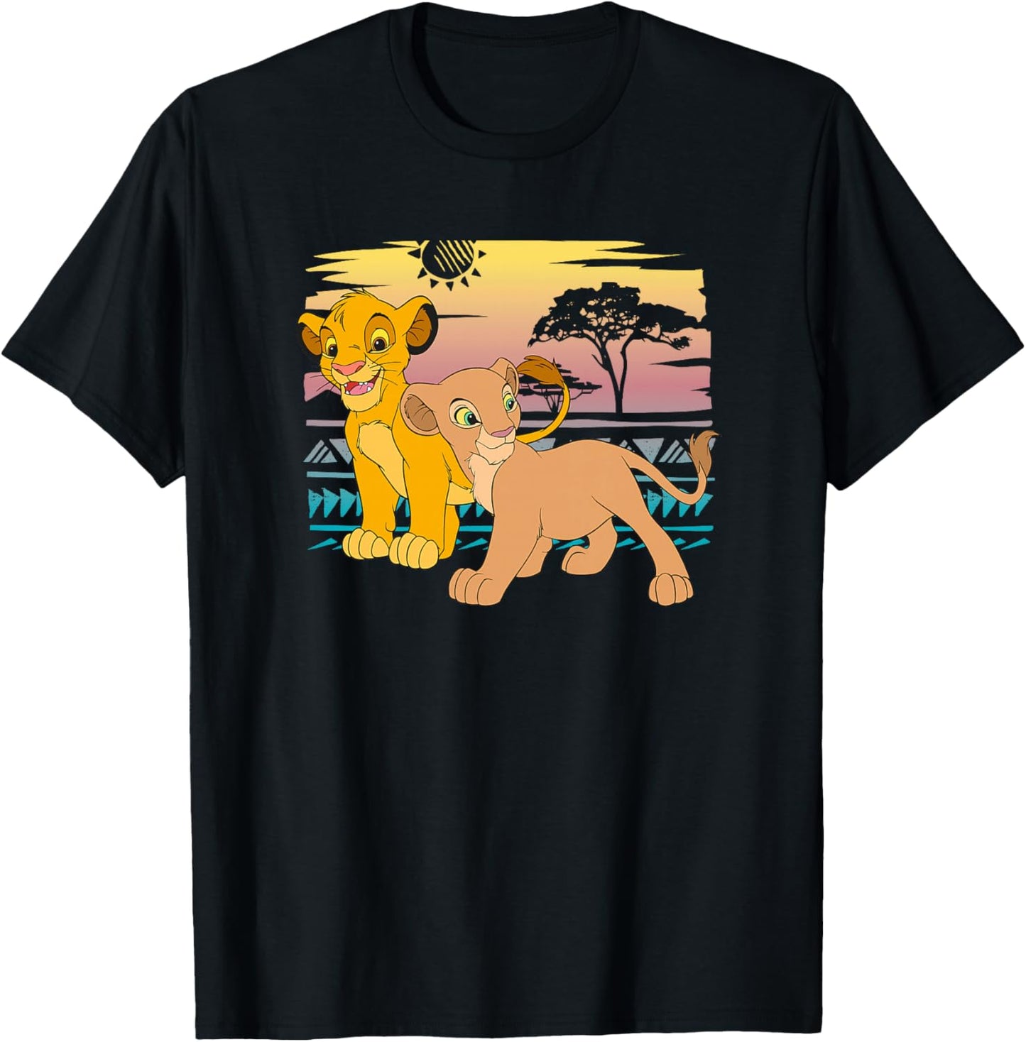 Disney Le Roi Lion Young Simba Nala 90s haut de gamme T-Shirt - T-Shirt | Black