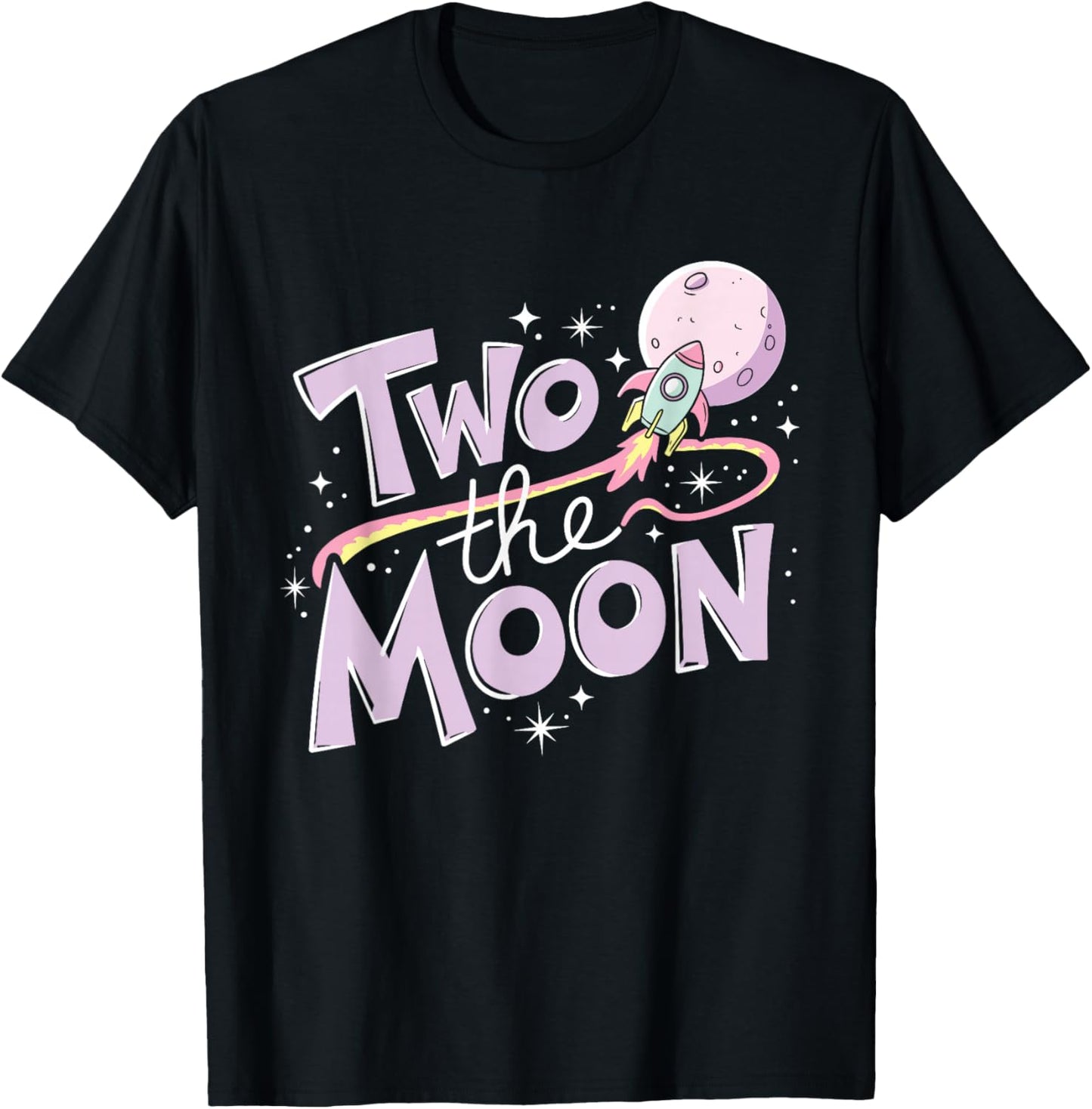 Two The Moon 2nd Birthday Girl Boy 2 Year Old Toddler T-Shirt - T-Shirt | Black