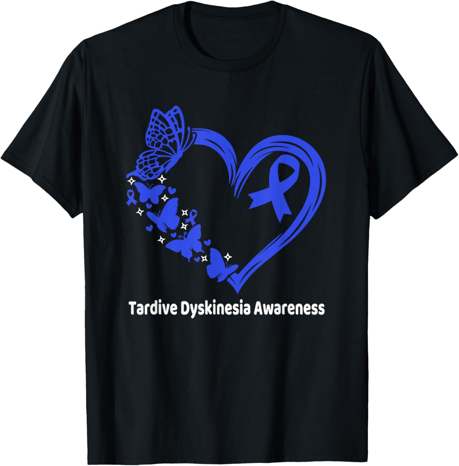 Tardive Dyskinesia Awareness Heart Butterfly T-Shirt - T-Shirt | Black