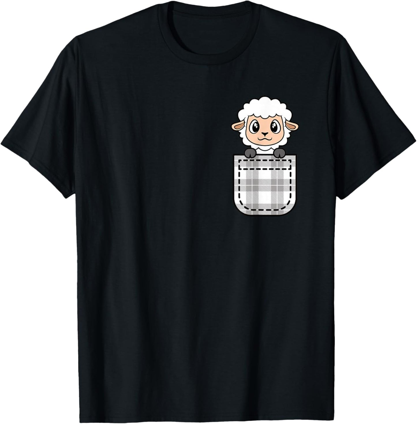 Funny Sheep Pocket Sheep Lover Men Women Kids T-Shirt - T-Shirt | Black