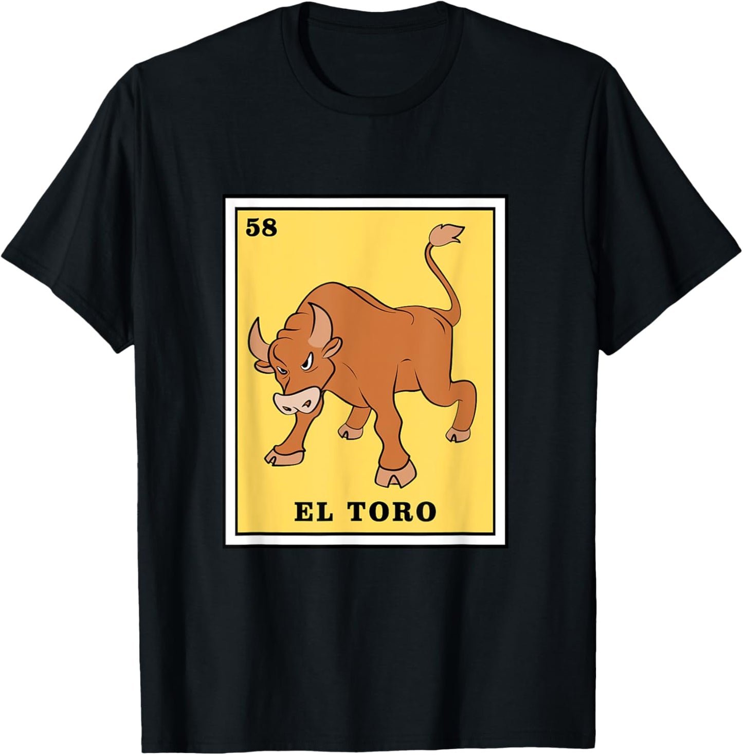 Funny Game El Toro Mexican Lottery Card T-Shirt - T-Shirt | Black