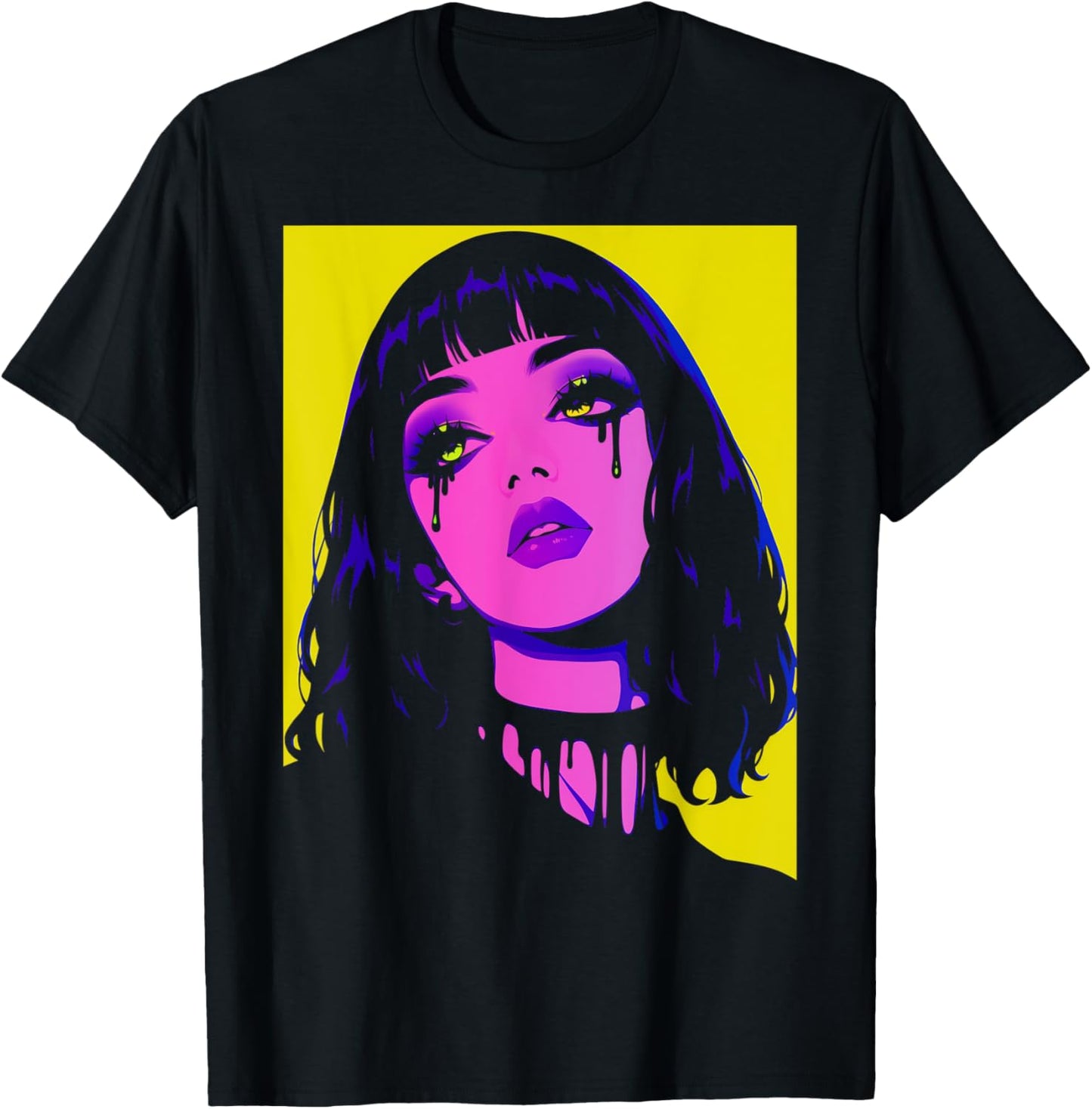 Cybergoth Cybercore Grunge Punk Goth Girl Alt Anime Manga T-Shirt - T-Shirt | Black