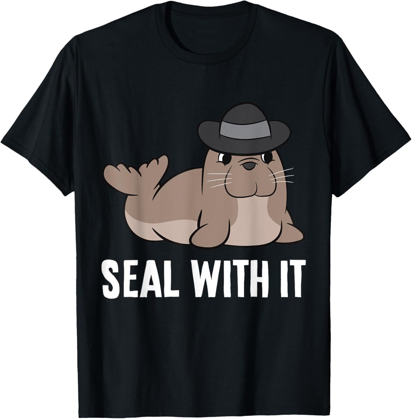 Seal With It Funny Saying Seal Pun Cute Seal T-Shirt - T-Shirt | Black