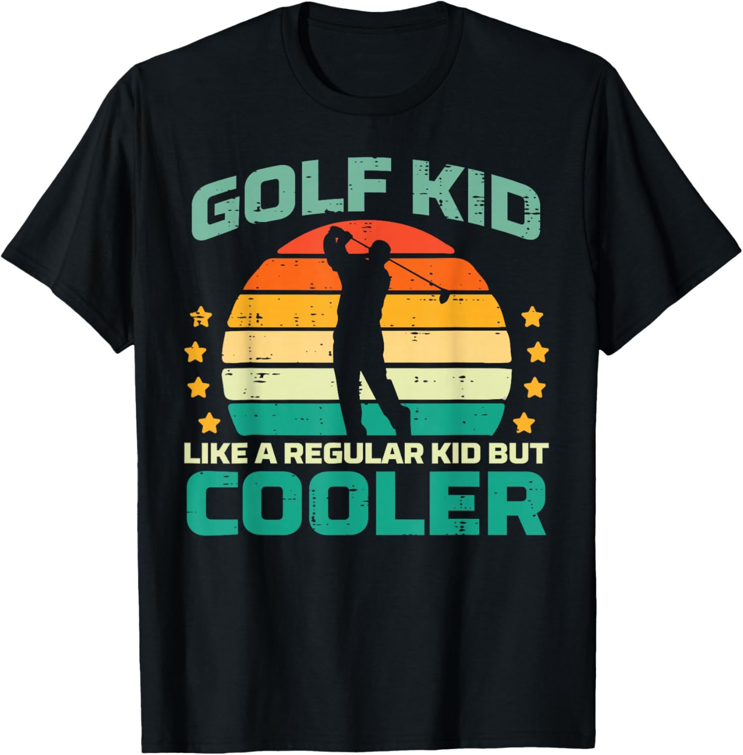 Golf Kid Like Regular Cooler Retro Golfer Dad Men Boys Kids T-Shirt - T-Shirt | Black