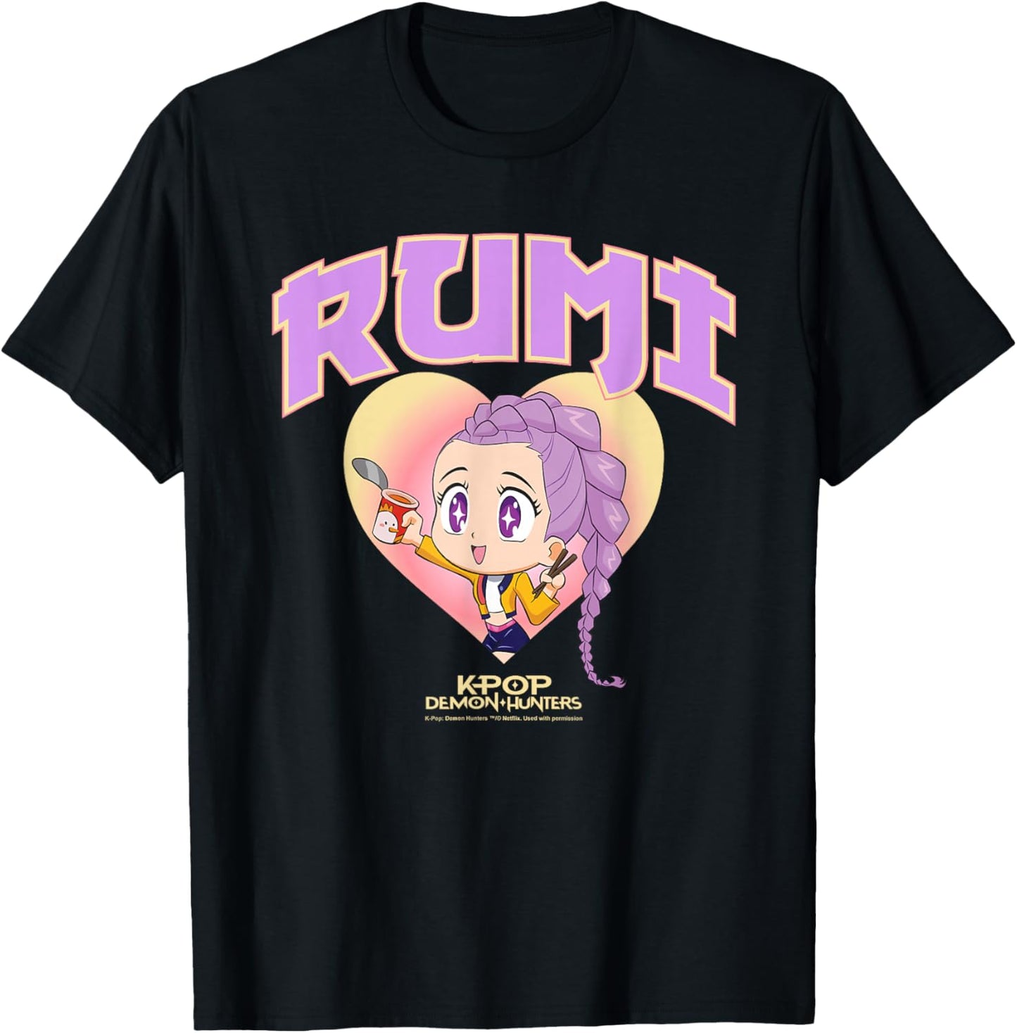 KPop Demon Hunters Rumi Collegic Offiziell lizenziert T-Shirt - T-Shirt | Black