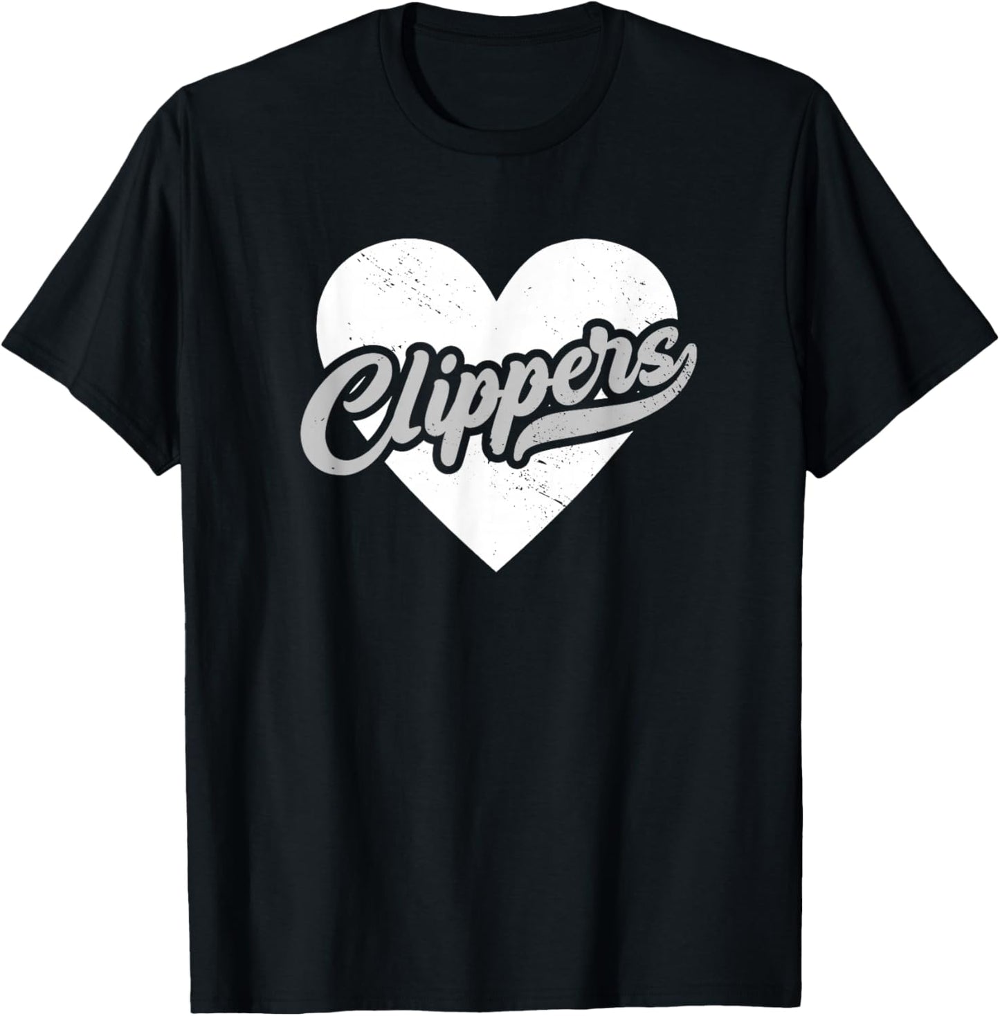 Vintage Clippers High School Go Clippers Pride Heart T-Shirt - T-Shirt | Black