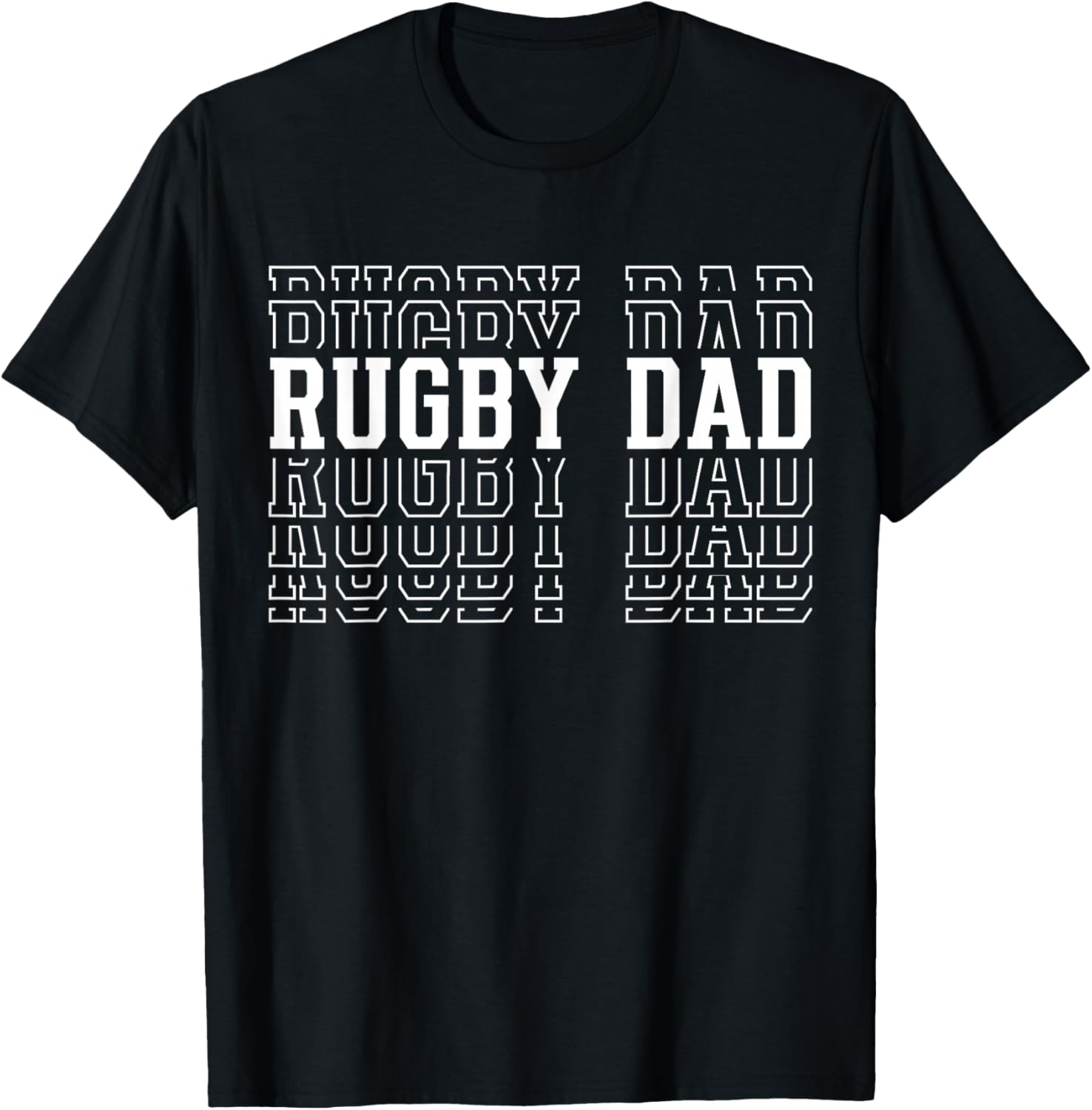 Rugby Dad Funny Layered Text Father Coach Player T-Shirt - T-Shirt | Black