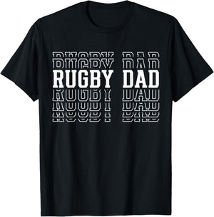 Rugby Dad Funny Layered Text Father Coach Player T-Shirt - T-Shirt | Black