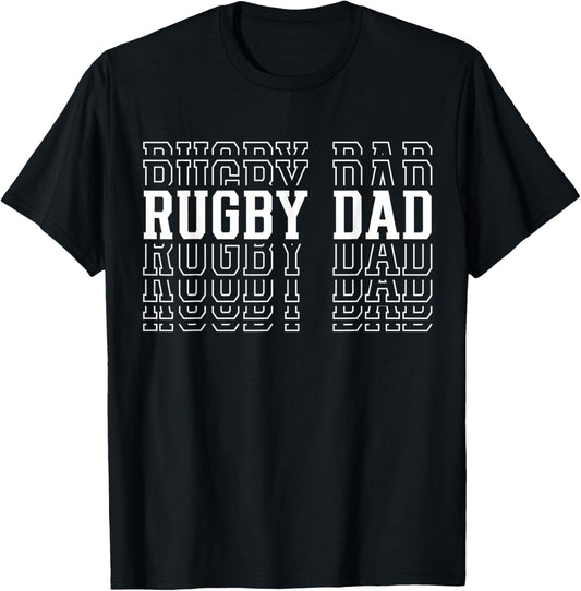 Rugby Dad Funny Layered Text Father Coach Player T-Shirt - T-Shirt | Black