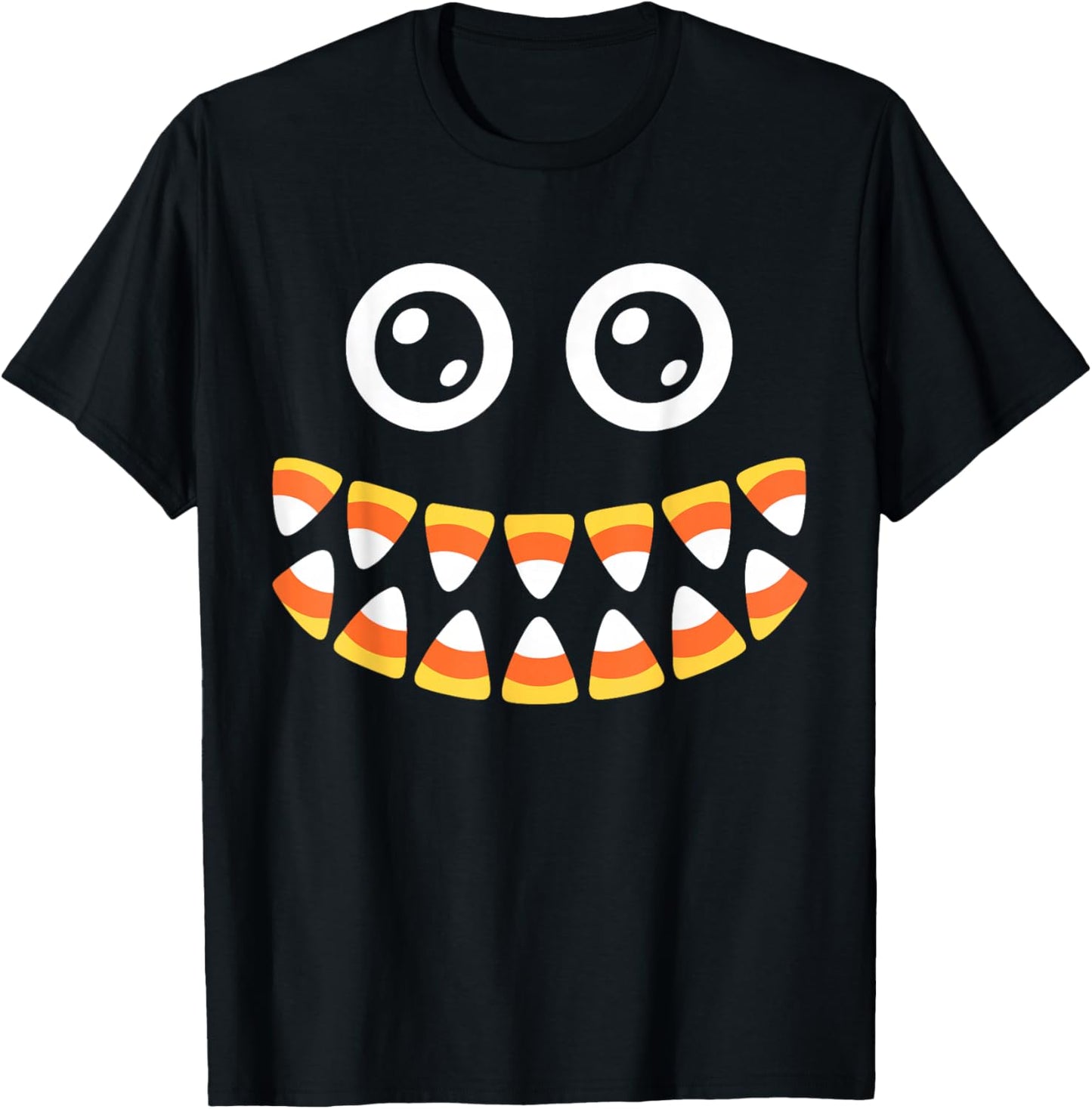 Candy Corn Face Shirt Adult Men Women Kids Halloween Costume T-Shirt - T-Shirt | Black