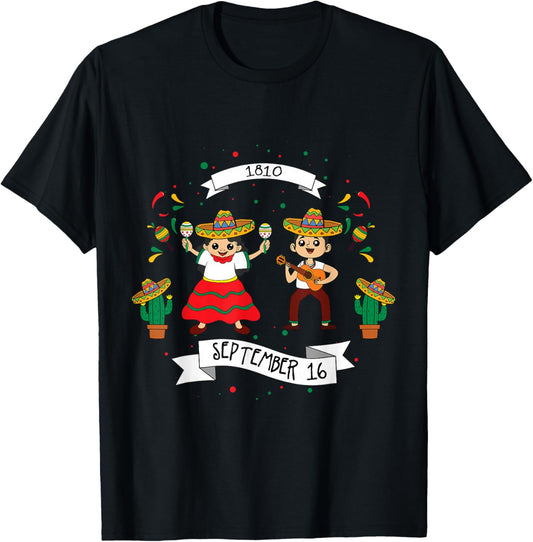 1810 September 16 Mexico Independence Mexican T-Shirt - T-Shirt | Black
