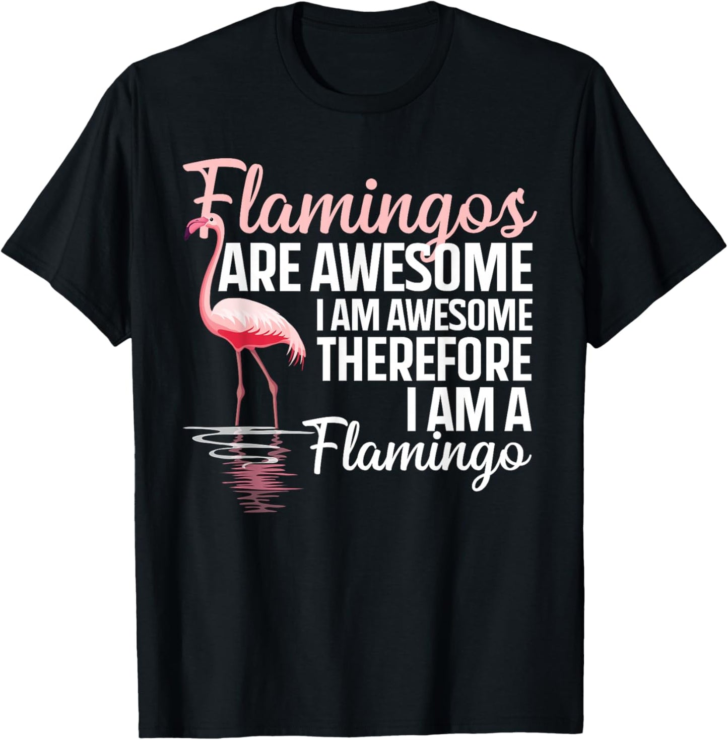 Funny Flamingo Design Women Kids Bird Pink Flamingo T-Shirt - T-Shirt | Black