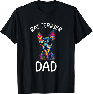 Rat Terrier Dad Pop Art Design Rat Terrier Lovers T-Shirt - T-Shirt | Black
