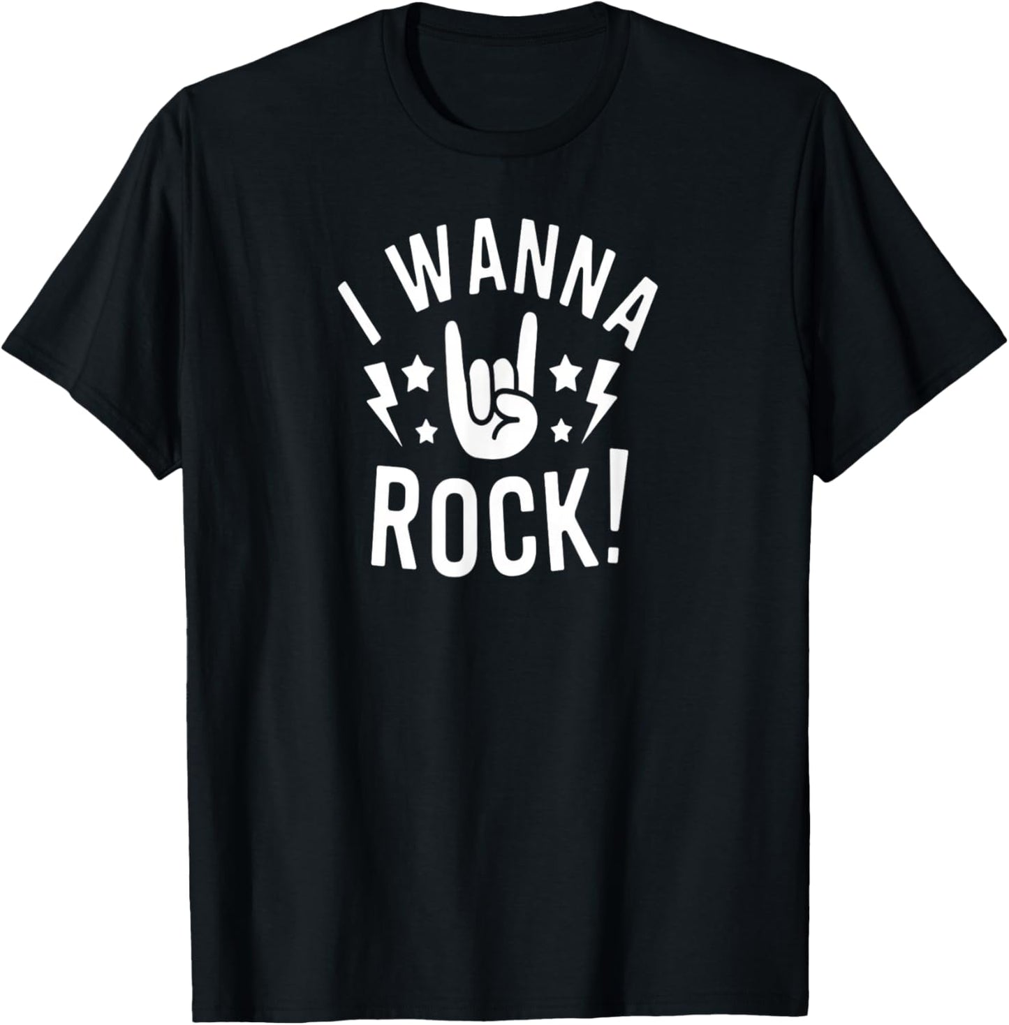 I Wanna Rock Hand Sign Loud Music Lover Rebel Humor Vibes T-Shirt - T-Shirt | Black