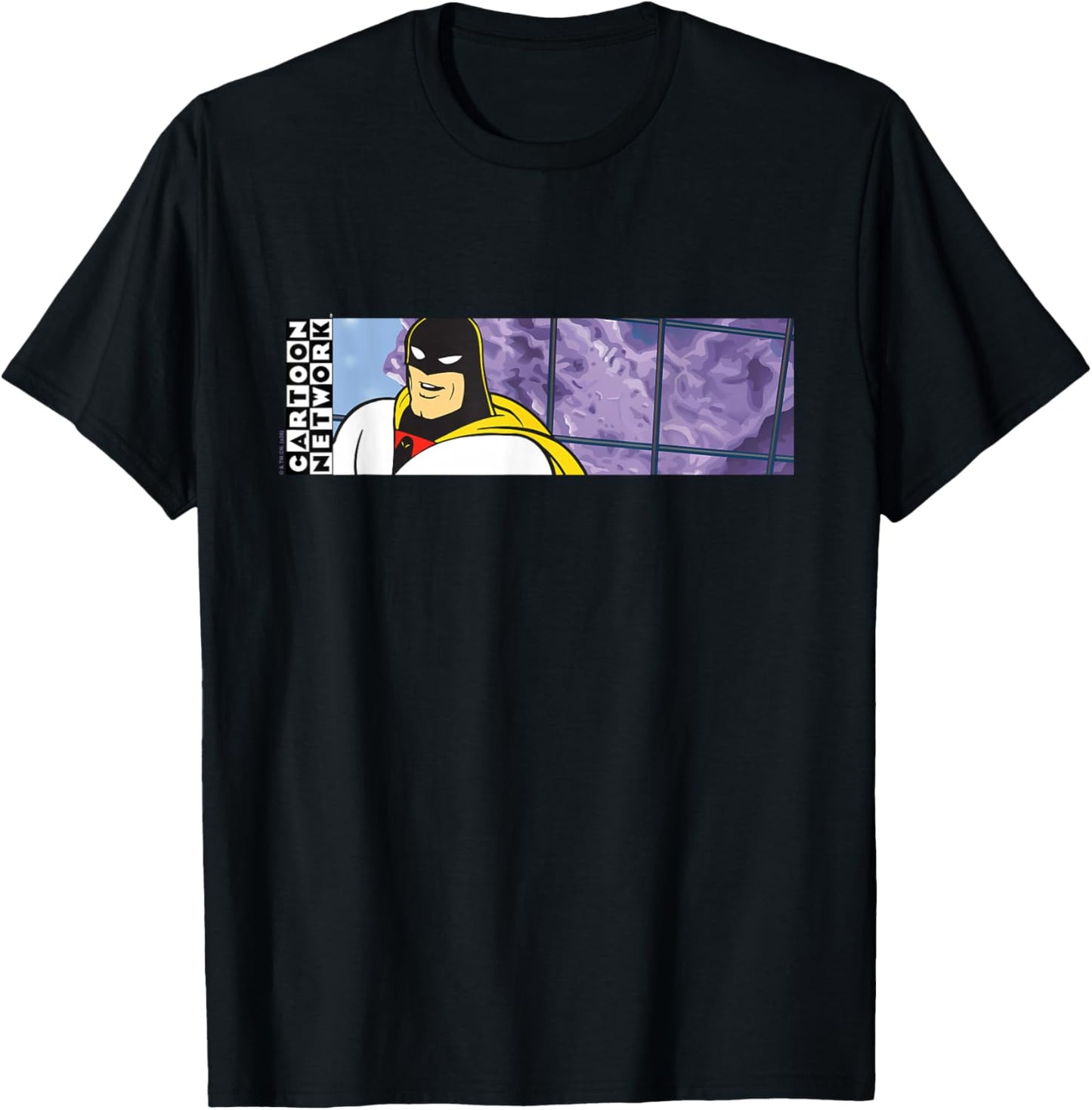 Space Ghost Panoramic Desk Scene Funny Cartoon Network T-Shirt - T-Shirt | Black