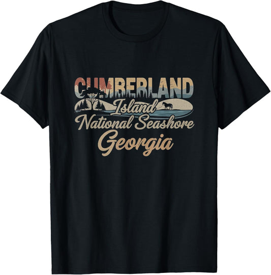 Retro Cumberland Island National Seashore Georgia Art T-Shirt - T-Shirt | Black