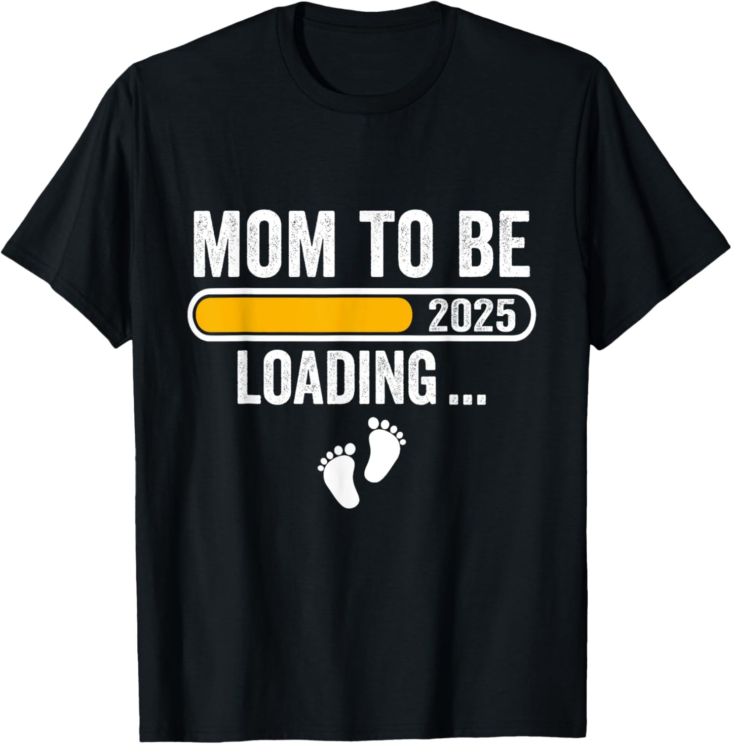 Mom to be 2025 Loading Mom Est 2025 Promoted to Mommy T-Shirt - T-Shirt | Black