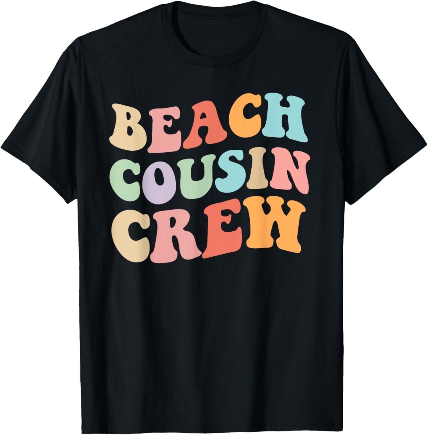 Matching Beach Cousin Crew Retro Graphic – Fun, Colorful T-Shirt - T-Shirt | Black