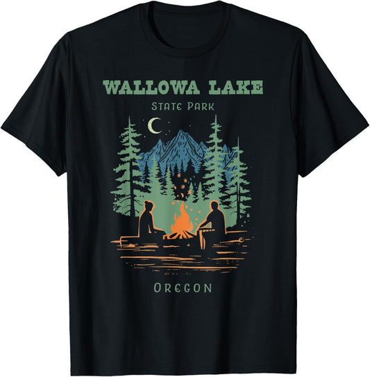 Wallowa Lake State Park Oregon Retro Vintage T-Shirt - T-Shirt | Black
