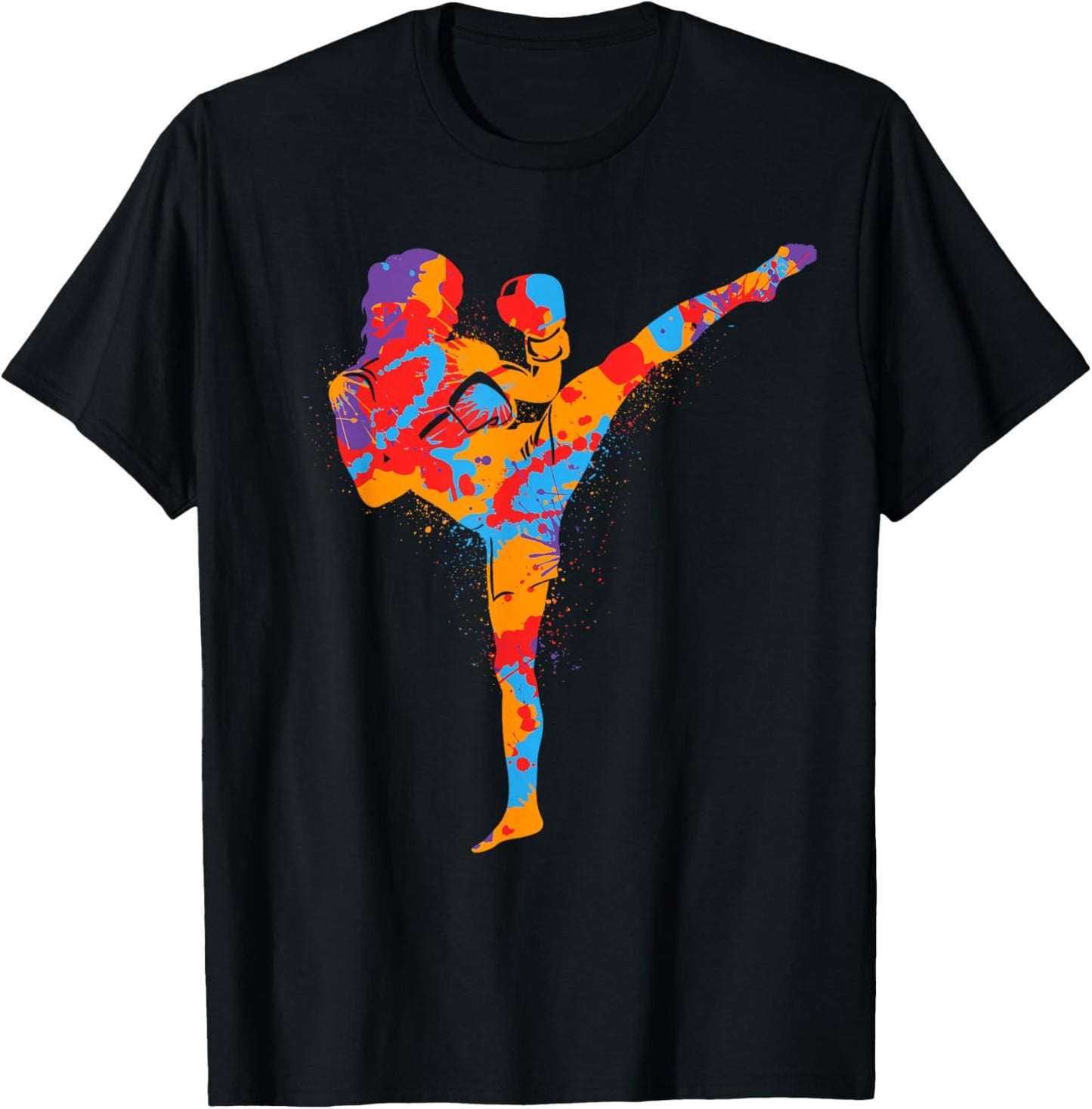 Muay Thai Martial Arts Colorful Kickboxer Girls Kickboxing T-Shirt - T-Shirt | Black