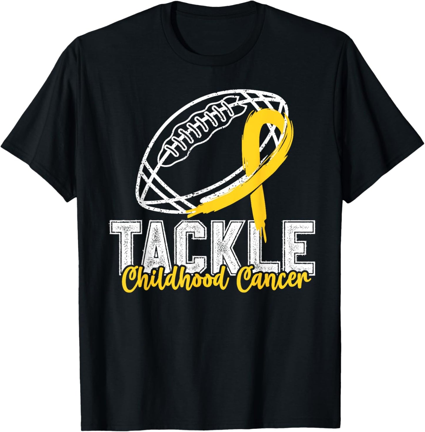 Tackle Childhood Cancer Football Childhood Cancer Awareness T-Shirt - T-Shirt | Black